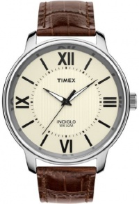 Timex Men's T2N692 Brown Calf Skin Quartz Watch with Beige Dial