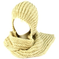 Winter Chunky Knit Hooded Scarf Pullover Headscarf Neckwarmer Hoodie Hat Beige Winter Chunky Knit Hooded Scarf Pullover Headscarf Neckwarmer Hoodie Hat Beige