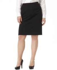 Get classically chic style with Calvin Klein's plus size pencil skirt-- pair it with the latest shirts and blouses. Get classically chic style with Calvin Klein's plus size pencil skirt-- pair it with the latest shirts and blouses.