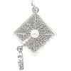 Rembrandt Charm, Sterling Silver Graduation Cap with Pearl Charm