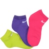Nike Kids Girls 3 Pack Neon Low Cut Socks Assorted, 9-13 Shoe/ 5-6 Sock (Toddler/Kids)