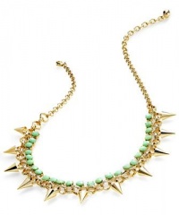 Bar III Necklace, 16 Gold-Tone Belcher Chain and Green Stone Spiked Necklace