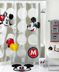See you real soon! The ever-lovable Mickey Mouse steals the show in this classic shower curtain from Disney for a playful addition to your bathroom. See you real soon! The ever-lovable Mickey Mouse steals the show in this classic shower curtain from Disney for a playful addition to your bathroom.