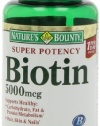 Nature's Bounty, Super Potency Biotin, 5000mcg, 60-Count (Pack of 2)
