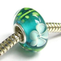 Sterling Silver Round Murano Flower Green Glass Bead For Pandora Troll Chamilia Biagi European Charm Bracelets Sterling Silver Round Murano Flower Green Glass Bead For Pandora Troll Chamilia Biagi European Charm Bracelets