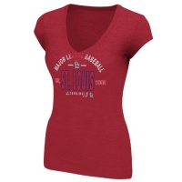 MLB St. Louis Cardinals Women's Follow Your Team V-Neck T-Shirt, Red Pepper Heather