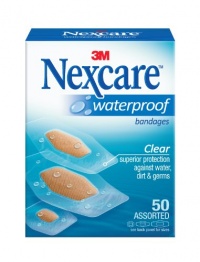 Nexcare Waterproof Clear Bandage Assorted Sizes, 50-Count Packages (Pack of 4)