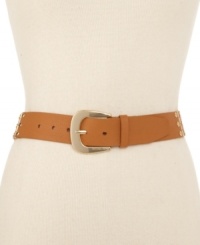Create a new style foundation with this classic pebbled leather belt from MICHAEL Michael Kors. Industrial hardware at the sides add a modern touch. Create a new style foundation with this classic pebbled leather belt from MICHAEL Michael Kors. Industrial hardware at the sides add a modern touch.