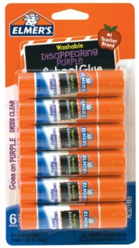 Elmer's Disappearing Purple School Glue Sticks, 0.21 oz Each, 6 Sticks per Pack (E1560)