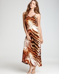 The simple silhouette of this Natori nightgown complements the abstract animal print. The simple silhouette of this Natori nightgown complements the abstract animal print.