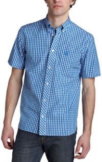 Fred Perry Men's Short Sleeve Tartan Shirt,Turquoise,X-Large Fred Perry Men's Short Sleeve Tartan Shirt,Turquoise,X-Large