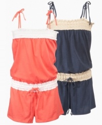 She'll love taking casually cute to a whole new level with this romper from Roxy. She'll love taking casually cute to a whole new level with this romper from Roxy.