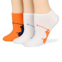 Ralph Lauren women's socks Big Pony cotton no show orange/white 3pairs Ralph Lauren women's socks Big Pony cotton no show orange/white 3pairs