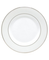 Modern yet timeless, this fine china dinnerware is sure to satisfy the style-hungry host. Simply dressed in cream and white stripes and finished with a polished platinum trim, Opal Innocence Stripe creates an ultra-chic setting to enjoy celebratory meals.