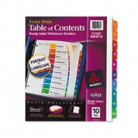 Avery Extrawide Ready Index Dividers, 10 Tab, Laser/Ink Jet, 9.5 x 11 Inches, Assorted, 10 per Set (11165) Avery Extrawide Ready Index Dividers, 10 Tab, Laser/Ink Jet, 9.5 x 11 Inches, Assorted, 10 per Set (11165)