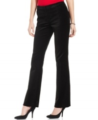 Jones New York's bootcut-leg pants are made from lush velvet for an elevated take on the basic trouser. Dress them up with a blouse, or keep them everyday-ready with a tee. Jones New York's bootcut-leg pants are made from lush velvet for an elevated take on the basic trouser. Dress them up with a blouse, or keep them everyday-ready with a tee.