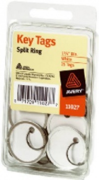 Avery Key Tags, Split Ring, White, 1.25 Inch Diameter, Pack of 25 (11027) Avery Key Tags, Split Ring, White, 1.25 Inch Diameter, Pack of 25 (11027)