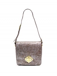 THE LOOKSquare shapeCrackled leather with metallic finishTurnlock flap closureFlat shoulder strapOne open pocket under the flapOne inside zip pocketTwo inside open pocketsInside logo detailTHE MEASUREMENTAdjustable shoulder strap 10-15 drop11W X 10H X 3DTHE MATERIALMetallic leatherFully linedORIGINImported THE LOOKSquare shapeCrackled leather with metallic finishTurnlock flap closureFlat shoulder strapOne open pocket under the flapOne inside zip pocketTwo inside open pocketsInside logo detailTHE MEASUREMENTAdjustable shoulder strap 10-15 drop11W X 10H X 3DTHE MATERIALMetallic leatherFully linedORIGINImported