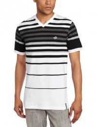 Southpole Men's V-Neck Engineered Stripe Tee With Upper Body Concentrated Stripes Southpole Men's V-Neck Engineered Stripe Tee With Upper Body Concentrated Stripes