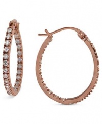 B. Brilliant 14k Rose Gold over Sterling Silver Earrings, Cubic Zirconia Oval Hoop Earrings B. Brilliant 14k Rose Gold over Sterling Silver Earrings, Cubic Zirconia Oval Hoop Earrings