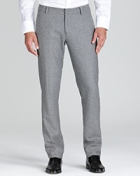 Demonstrate your fine sartorial taste with these distinguished suit pants, constructed with a slim fit and flat front for modern appeal, perfect for the office and formal events alike. Demonstrate your fine sartorial taste with these distinguished suit pants, constructed with a slim fit and flat front for modern appeal, perfect for the office and formal events alike.