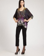 Finespun wool blended with a hint of cashmere for extra softness, in a sculptural silhouette printed with a vibrant paisley-inspired pattern.V necklineThree-quarter dolman sleevesButton frontFront tucksAbout 30 from shoulder to hem55% silk/45% cashmereDry cleanMade in ItalyModel shown is 5'11 (180cm) wearing US size 4. 