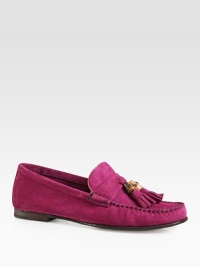 Bamboo-adorned tassels top these suede menswear-inspired moccasins. Suede upperLeather solePadded insoleMade in Italy Bamboo-adorned tassels top these suede menswear-inspired moccasins. Suede upperLeather solePadded insoleMade in Italy