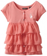 Baby Phat - Kids Girls 7-16 Ruffled Chiffon Tee, Coral, Large Baby Phat - Kids Girls 7-16 Ruffled Chiffon Tee, Coral, Large