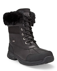 UGG Australia Butte rugged, yet classic lace-up boots in waterproof leather are trimmed in sheepskin is perfect for the winter. Vibram® outside. Removable/replaceable sheepskin sockliner that naturally wicks away moisture to keep feet dry. UGG Australia Butte rugged, yet classic lace-up boots in waterproof leather are trimmed in sheepskin is perfect for the winter. Vibram® outside. Removable/replaceable sheepskin sockliner that naturally wicks away moisture to keep feet dry.