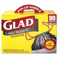 GLAD 70313 Drawstring Outdoor 30-Gallon Trash Bags, 1.1 Mil, 30 x 33, Black (Pack of 90) GLAD 70313 Drawstring Outdoor 30-Gallon Trash Bags, 1.1 Mil, 30 x 33, Black (Pack of 90)