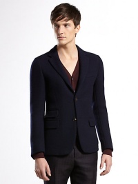 Caspian cable wool cardigan jacket with cotton piping on the interior.Two-button frontSingle chest, three flap pocketsHalf linedAbout 27.6 longWoolDry cleanMade in Italy Caspian cable wool cardigan jacket with cotton piping on the interior.Two-button frontSingle chest, three flap pocketsHalf linedAbout 27.6 longWoolDry cleanMade in Italy