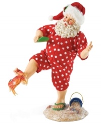 Stuck on Santa! Santa can't seem to get that crab off of his toe. This figurine adds a bit of humor to your collection of Christmas decorations. Display it year after year. Stuck on Santa! Santa can't seem to get that crab off of his toe. This figurine adds a bit of humor to your collection of Christmas decorations. Display it year after year.