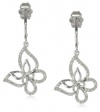 10k White Gold Diamond Butterfly Earrings (1/10 cttw, I-J Color, I2-I3 Clarity)