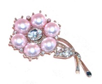 RJ Graziano Silver Crystal Pink Pearl Flower Pin Brooch RJ Graziano Silver Crystal Pink Pearl Flower Pin Brooch