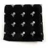 100% Silk Woven Black Skull & Crossbones Patterned Large Pocket Square