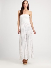 A strapless, cotton design that demands to be noticed, thanks to elegant eyelet and bohemian-inspired, crochet details.Smocked, strapless topEyelet and crochet detailsAbout 43 from natural waistCottonHand washImported Model shown is 5'10 (177cm) wearing US size Small. A strapless, cotton design that demands to be noticed, thanks to elegant eyelet and bohemian-inspired, crochet details.Smocked, strapless topEyelet and crochet detailsAbout 43 from natural waistCottonHand washImported Model shown is 5'10 (177cm) wearing US size Small.