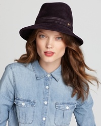 Eric Javits gives the fedora a seasonal spin in sophisticated velour with a felt band and gold logo. Eric Javits gives the fedora a seasonal spin in sophisticated velour with a felt band and gold logo.