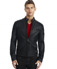 Rev up your winter look with this sexy Kenneth Cole Reaction moto jacket. Rev up your winter look with this sexy Kenneth Cole Reaction moto jacket.