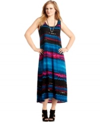 From the beach to brunch, DKNYC's plus size maxi dress is a must-get for your warm weather wardrobe. From the beach to brunch, DKNYC's plus size maxi dress is a must-get for your warm weather wardrobe.