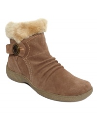 Stay snug and cozy in the Launch faux-fur cold weather booties by Baretraps. They feature a faux-fur lining and button accents at the ankle. Stay snug and cozy in the Launch faux-fur cold weather booties by Baretraps. They feature a faux-fur lining and button accents at the ankle.