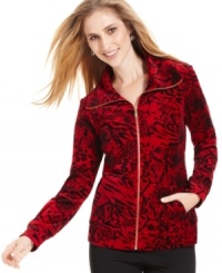 Keep fit in a fun print! Style&co. Sport adds punch to this velour jacket by outfitting it with a bold pattern. Keep fit in a fun print! Style&co. Sport adds punch to this velour jacket by outfitting it with a bold pattern.