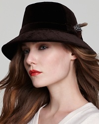 Add instant style with Lauren Ralph Lauren's luxurious velvet fedora, adorned with a side feather detail.