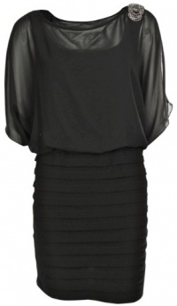 Sheer Cold Shoulder Sleeved Blouson Dress Sheer Cold Shoulder Sleeved Blouson Dress