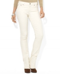 Lauren Ralph Lauren's essential petite denim jean features a slim, straight leg and a hint of stretch for a versatile, modern look. Lauren Ralph Lauren's essential petite denim jean features a slim, straight leg and a hint of stretch for a versatile, modern look.