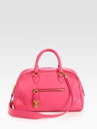 This matte, pebbled leather style features an expandable zip bottom. Double top handles, 4 dropDetachable shoulder strap, 19 dropTop zip closureProtective metal feetExpandable zip bottomOne outside zip pocketOne inside zip pocketOne inside open pocketCotton liningZipped: 12¾W X 8½H X 3¾D; unzipped: 12¾W X 8½H X 4½DImported This matte, pebbled leather style features an expandable zip bottom. Double top handles, 4 dropDetachable shoulder strap, 19 dropTop zip closureProtective metal feetExpandable zip bottomOne outside zip pocketOne inside zip pocketOne inside open pocketCotton liningZipped: 12¾W X 8½H X 3¾D; unzipped: 12¾W X 8½H X 4½DImported