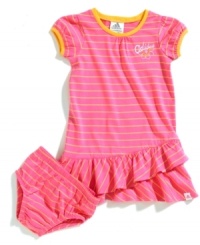 Grab and go. Look no further than this sweet striped dress and matching bloomers from adidas to get her ready instantly ready for the day. Grab and go. Look no further than this sweet striped dress and matching bloomers from adidas to get her ready instantly ready for the day.