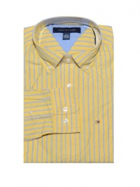 Tommy Hilfiger Men Classic Fit Striped Long Sleeve Logo Shirt Tommy Hilfiger Men Classic Fit Striped Long Sleeve Logo Shirt