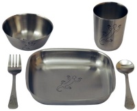 Untangled Living Anyware Collection Children's Stainless Steel Dish Set, 5 Pieces, Gecko Untangled Living Anyware Collection Children's Stainless Steel Dish Set, 5 Pieces, Gecko