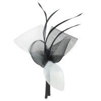 Capelli New York Fascinator Headband With Two Tone Mesh Side And Skinny Feathers Black Combo Capelli New York Fascinator Headband With Two Tone Mesh Side And Skinny Feathers Black Combo