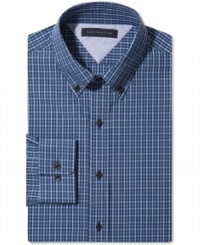 Check mate. With sleek squares and a slim style, this dress shirt from Tommy Hilfiger is the perfect fit for the modern man. Check mate. With sleek squares and a slim style, this dress shirt from Tommy Hilfiger is the perfect fit for the modern man.